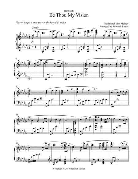 Be Thou My Vision Solo Lever Or Pedal Harp Page 2