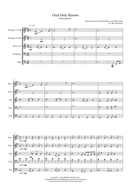 Beach Boys God Only Knows Brass Quintet Page 2