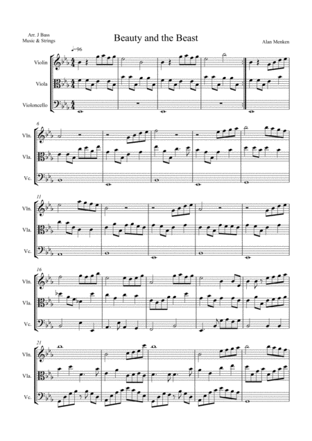 Beauty And The Beast By Alan Menken Arranged For String Trio Violin Viola And Cello Page 2