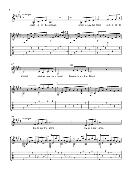 Beauty And The Beast Guitar Fingerstyle Page 2