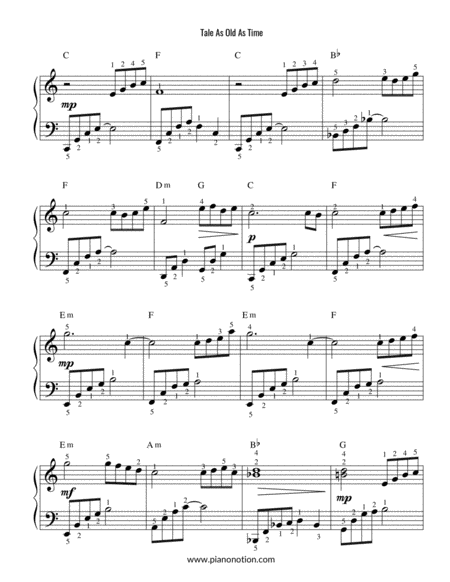 Beauty And The Beast Tale As Old As Time Piano Solo Page 2