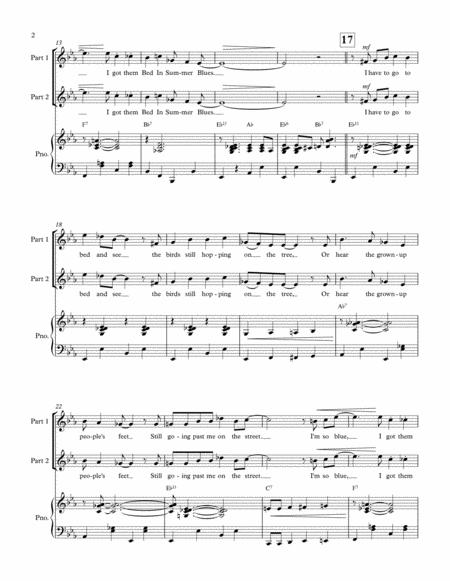 Bed In Summer Blues For 2 Part Treble Childrens Chorus Ss Sa With Piano Accompaniment Robert Louis Stevenson Page 2