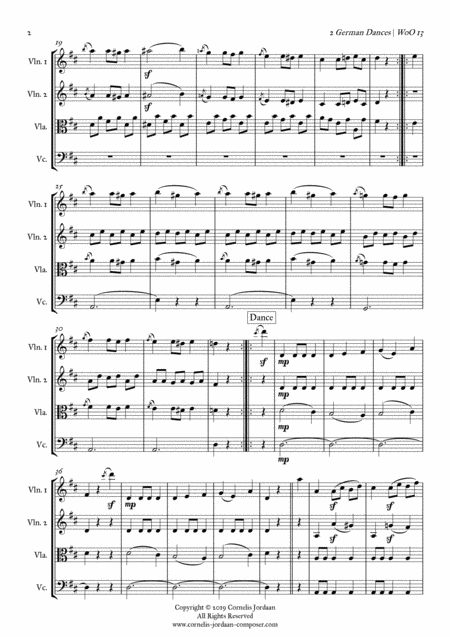 Beethoven 2 German Dances Woo 13 Arranged For String Quartet Page 2