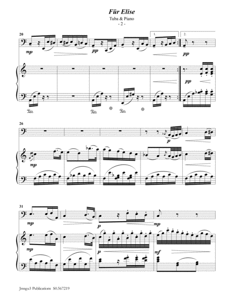 Beethoven Fr Elise For Tuba Piano Page 2