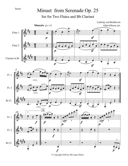 Beethoven Minuet From Serenade Op 25 Set For 2 Flutes And Clarinet Page 2