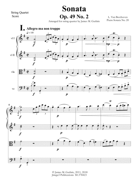 Beethoven Sonata Op 49 No 2 For String Quartet Page 2