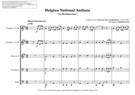 Belgiun National Anthem For Brass Quintet La Brabanonne Page 2