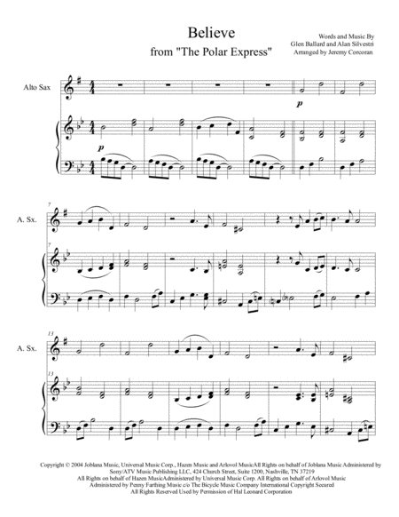 Believe For Alto Saxophone And Piano Page 2