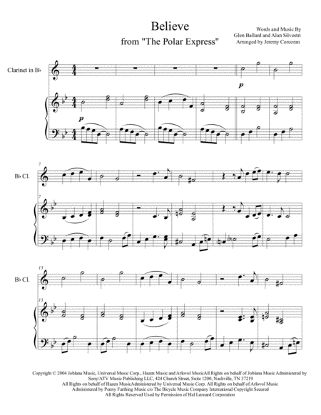 Believe For Clarinet And Piano Page 2