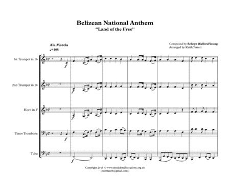 Belizean National Anthem Land Of The Free For Brass Quintet Page 2