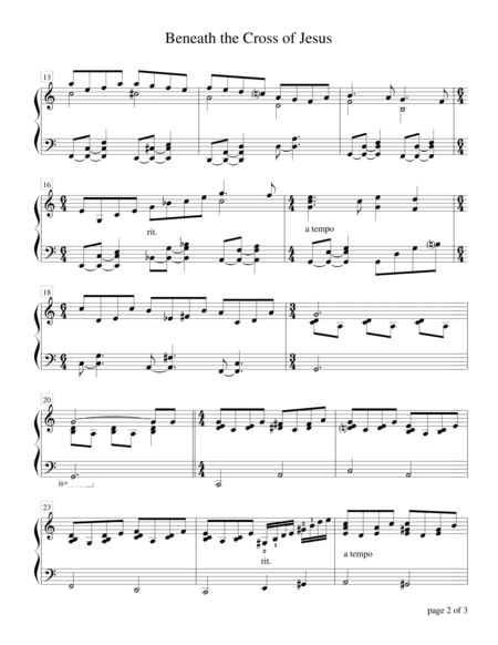 Beneath The Cross Of Jesus Piano Solo Page 2