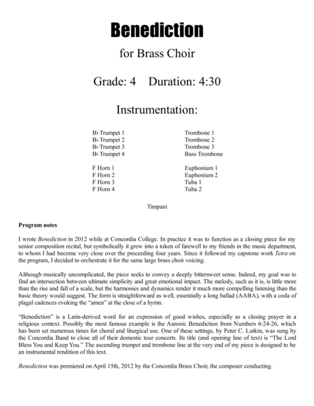 Benediction Brass Choir Score And Parts Page 2