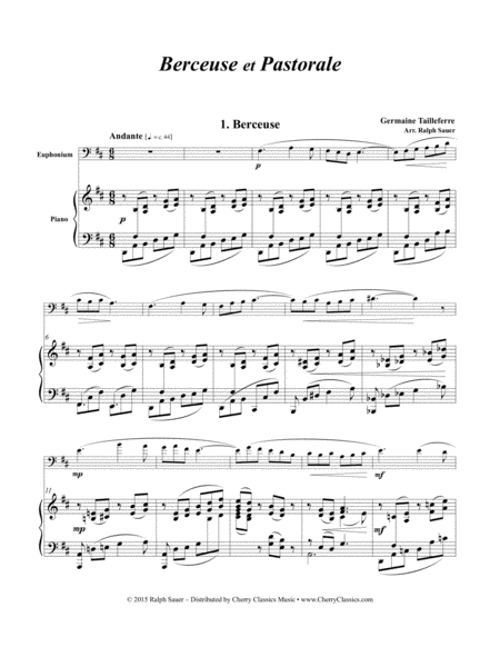 Berceuse Et Pastorale For Euphonium And Piano Page 2