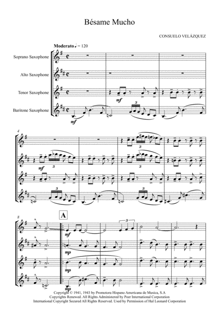 Besame Mucho Sax Quartet Page 2