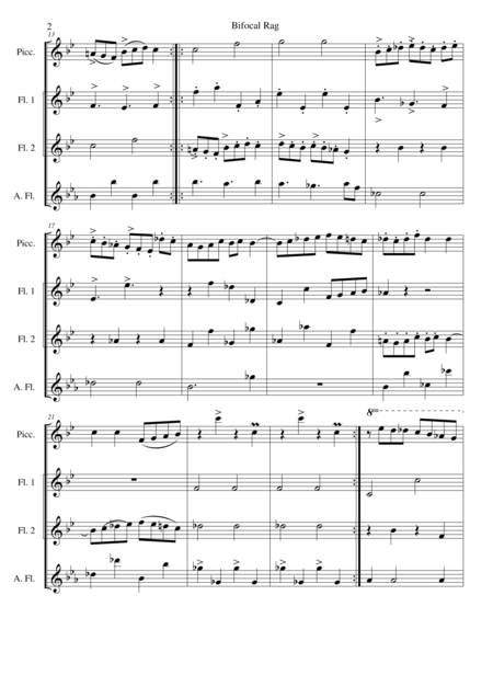 Bifocal Rag For High Flute Quartet 1 Piccolo 2 Flutes 1 Alto Flute Page 2