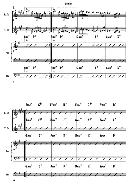 Big Nick J Coltrane Score And Individual Parts Alto Sax Tenor Sax Piano Bass Page 2