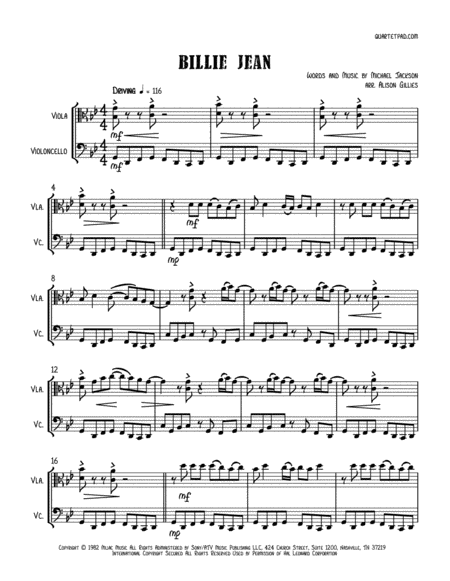 Billie Jean Viola And Cello Duet Page 2