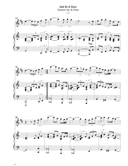 Billy Joel And So It Goes For Soprano Sax Piano Page 2