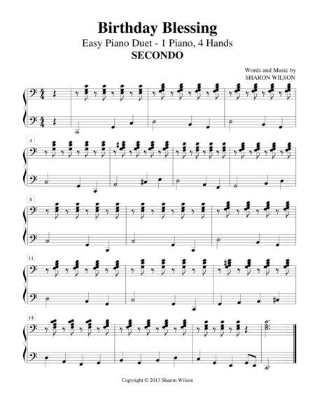 Birthday Blessing Easy Piano Duet 1 Piano 4 Hands Page 2