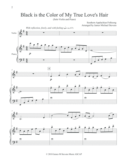 Black Is The Color Of My True Loves Hair Violin Piano Arrangement Page 2