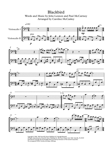 Blackbird Cello Duet Page 2