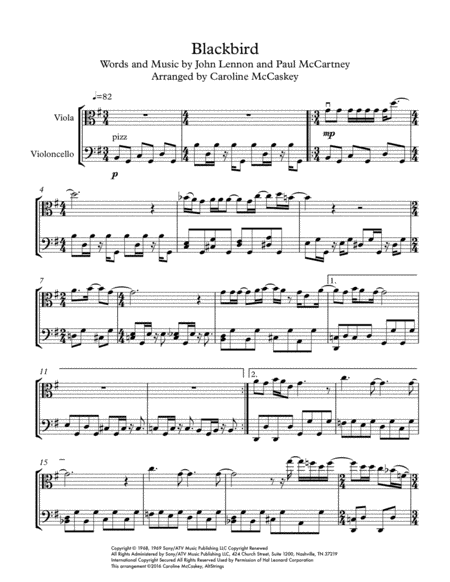 Blackbird Viola And Cello Duet Page 2