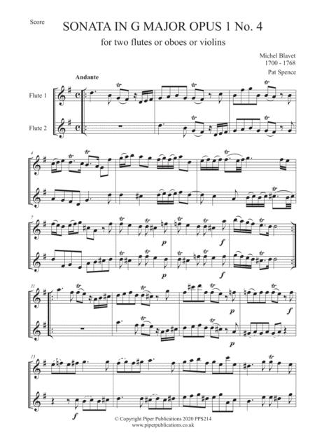 Blavet Sonata In G Major For Two Flutes Or Oboes Or Violins Page 2