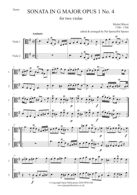 Blavet Sonata In G Opus 1 No 4 For 2 Violas Page 2