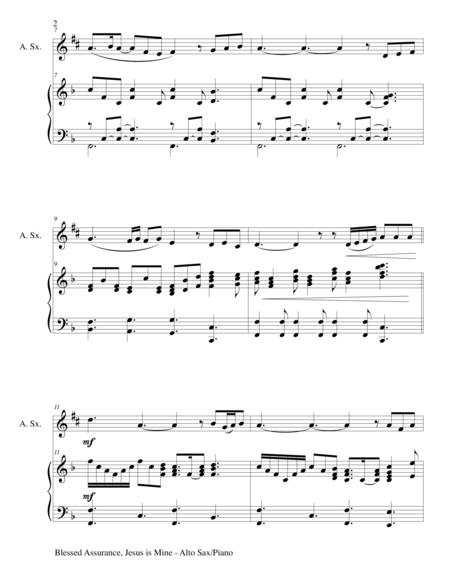 Blessed Assurance Alto Sax Piano And Sax Part Page 2