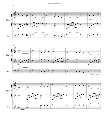 Blessed Assurance Cello Piano Page 2