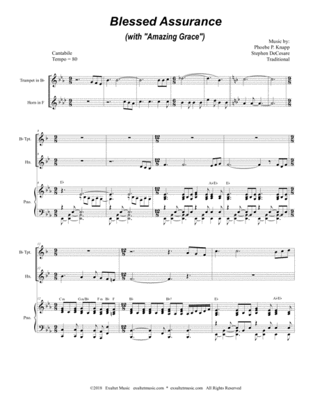 Blessed Assurance With Amazing Grace Duet For Bb Trumpet French Horn Page 2