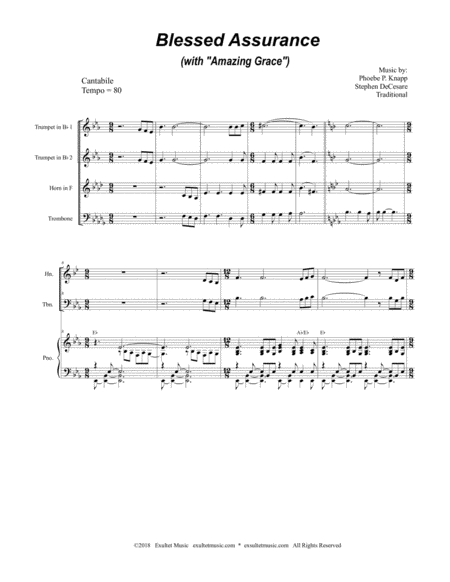 Blessed Assurance With Amazing Grace For Brass Quartet Page 2