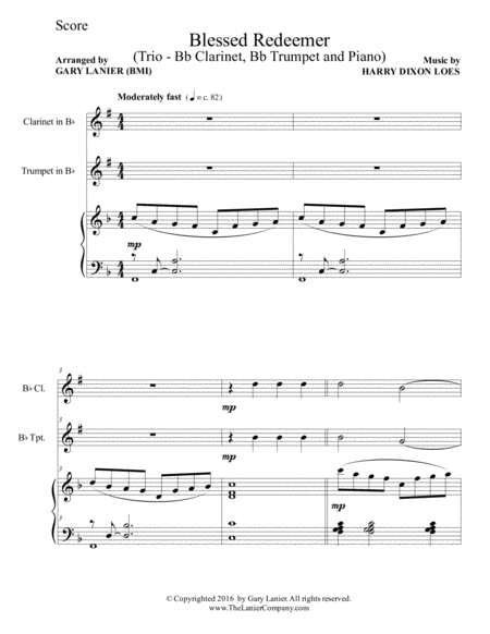 Blessed Redeemer Trio Bb Clarinet Bb Trumpet Piano With Score Parts Page 2