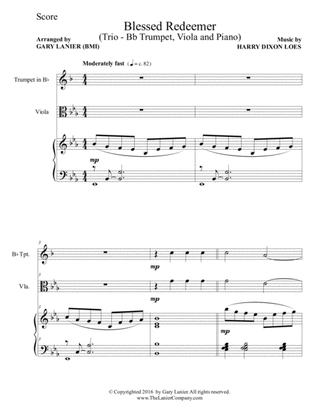 Blessed Redeemer Trio Bb Trumpet Viola Piano With Score Parts Page 2