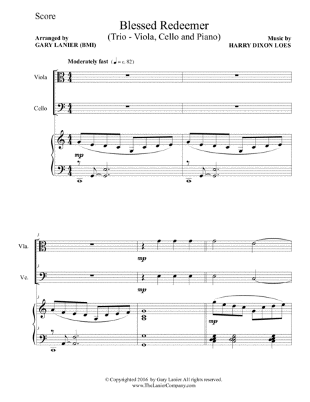 Blessed Redeemer Trio Viola Cello Piano With Score And Parts Page 2