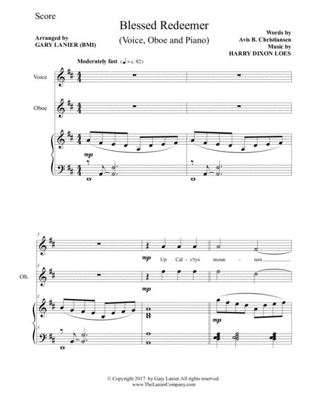 Blessed Redeemer Voice Oboe Piano With Score Parts Page 2