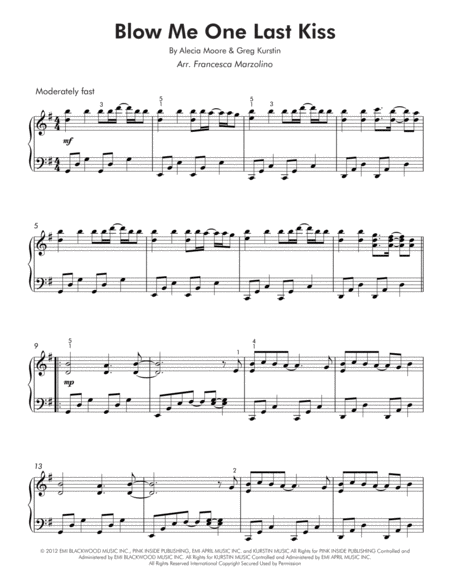 Blow Me One Last Kiss Intermediate Piano Page 2