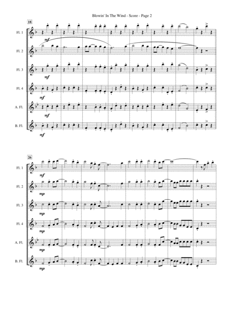 Blowin In The Wind For Flute Choir Page 2