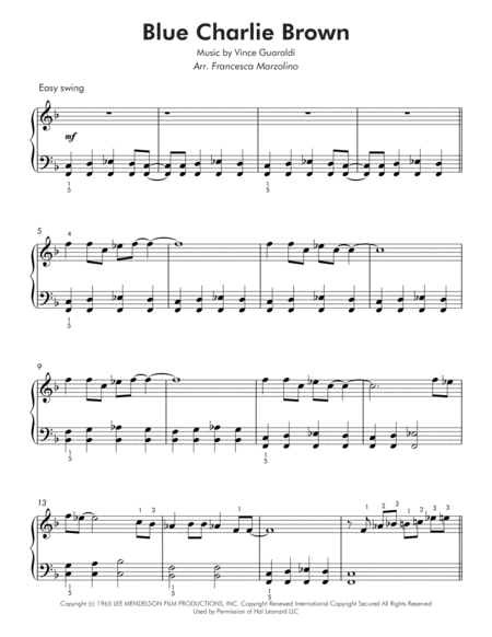 Blue Charlie Brown Easy Piano Page 2