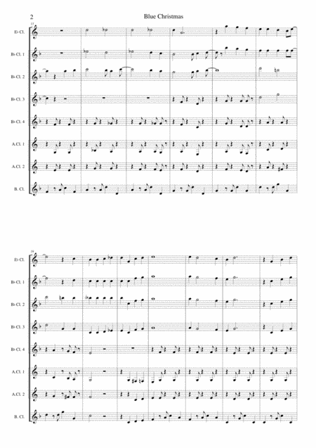 Blue Christmas For Clarinet Choir Page 2