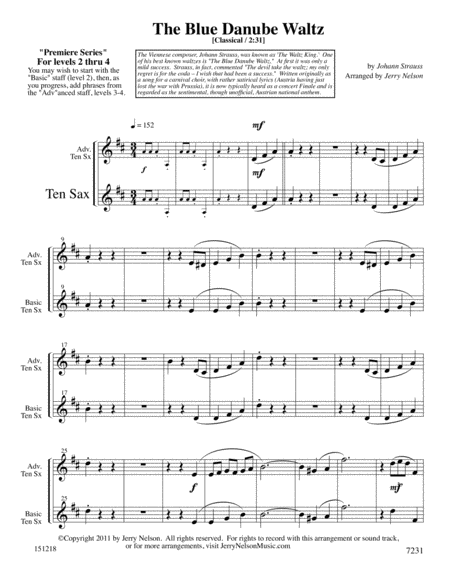 Blue Danube Waltz Arrangements Level 2 4 For Tenor Sax Written Accomp Page 2