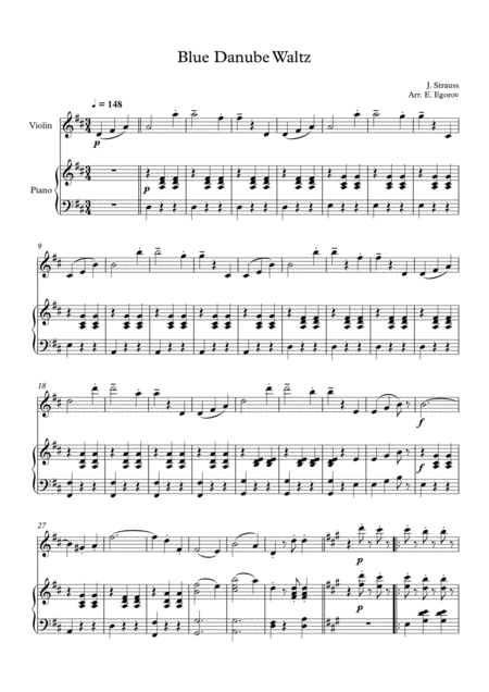 Blue Danube Waltz Johann Strauss Jr For Violin Piano Page 2