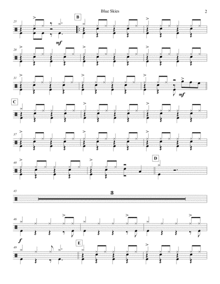 Blue Skies Drum Set Page 2