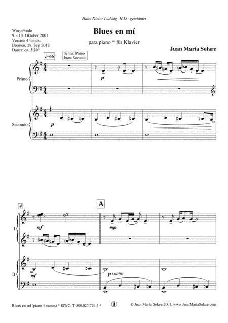 Blues En Mi Piano 4 Hands Page 2