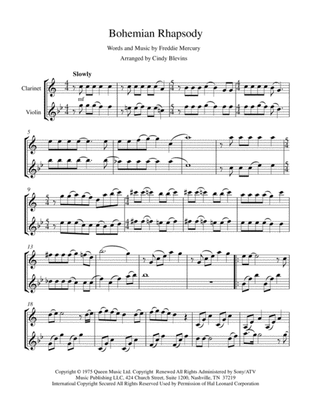 Bohemian Rhapsody For Clarinet And Violin Page 2