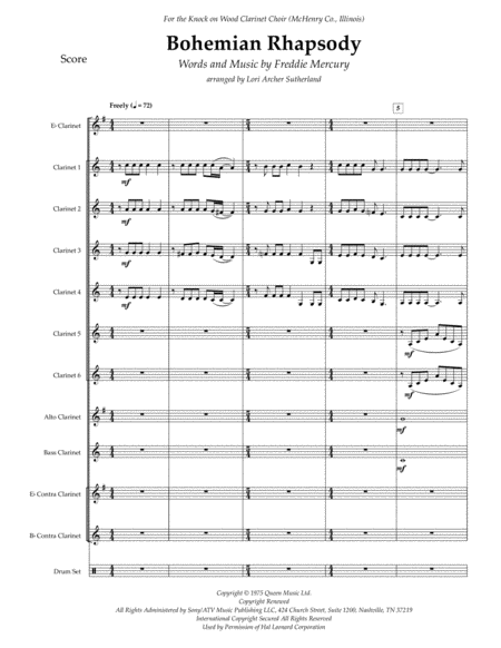 Bohemian Rhapsody For Full Clarinet Choir Page 2