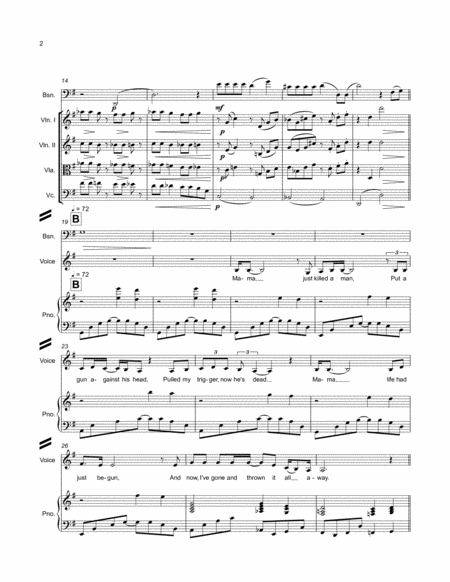 Bohemian Rhapsody String Quartet Bassoon Piano Voice Page 2