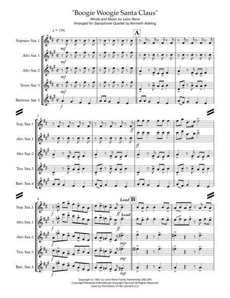 Boogie Woogie Santa Claus For Saxophone Quartet Satb Or Aatb Page 2