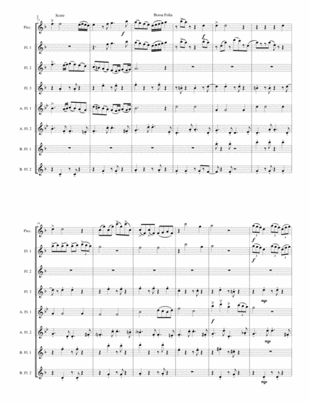 Bossa Folia For Flute Octet Or Flute Choir Page 2