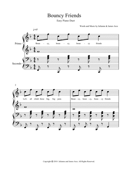 Bouncy Friends Easy Piano Duet 1 Piano 4 Hands Page 2